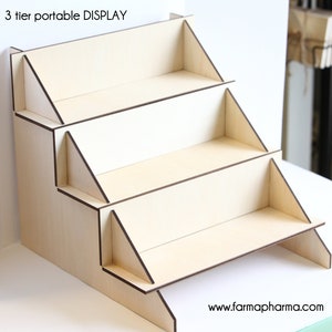 Wood Display Stand. This display assembles for easy travel, great for Craft Fairs, Farmers Markets, Soap Display, trade shows.