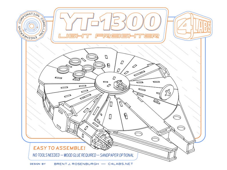 Millennium falcon star wars lasercut model kit Cut files Etsy