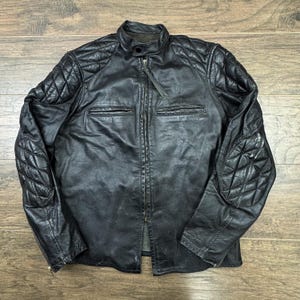 Vintage 60’s Cafe Racer Leather Jacket Mens Small Black Motorcycle Riding