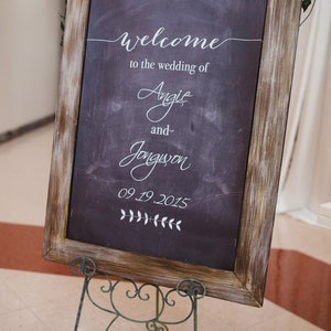 Rustic Chalk Board Style Wedding Welcome Sign