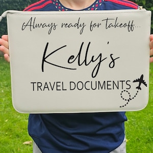 Personalisierte A4 Reisedokumentenhalter, Urlaubsdokumente, Reise, Reisepasshülle, Familienreisebrieftasche, Flitterwochen, Hochzeit, Paargeschenk