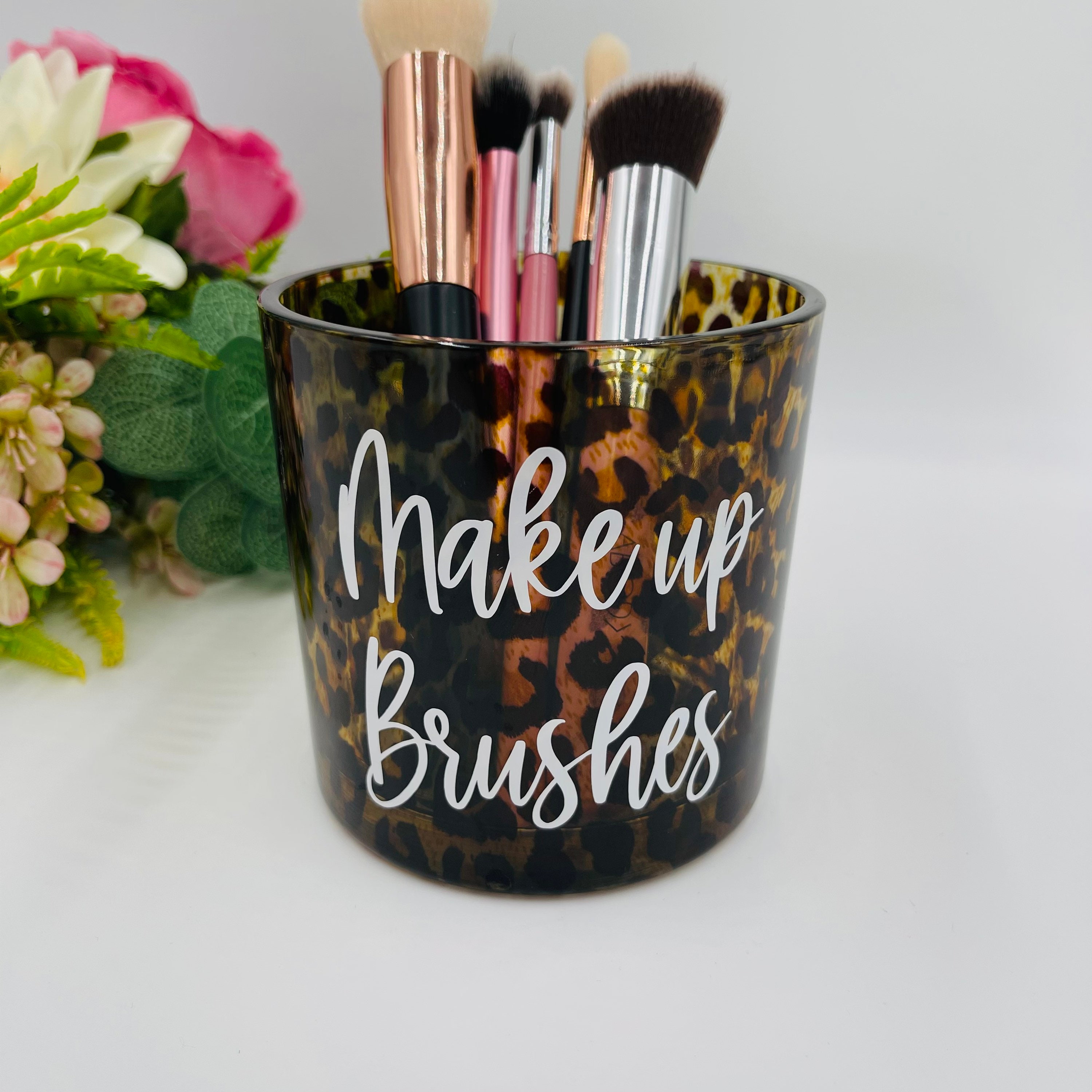 Makeup Brush Holder Roses Painted Glass Jars Make up Brush Jar