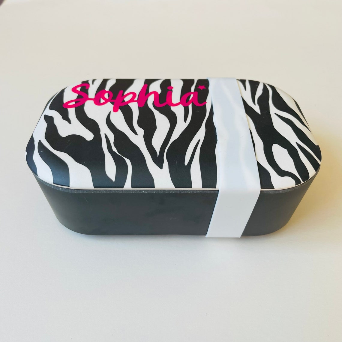 Zebra Print Bamboo Lunch Box Personalised Wooden Lunch Box Etsy