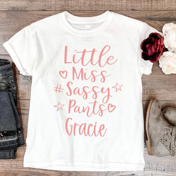 Camiseta personalizada Little Miss Sassy Pants - Camiseta para niños - Camiseta para niñas - Ropa para niñas - Pantalones Sassy - Sass Pot - Regalos para ella