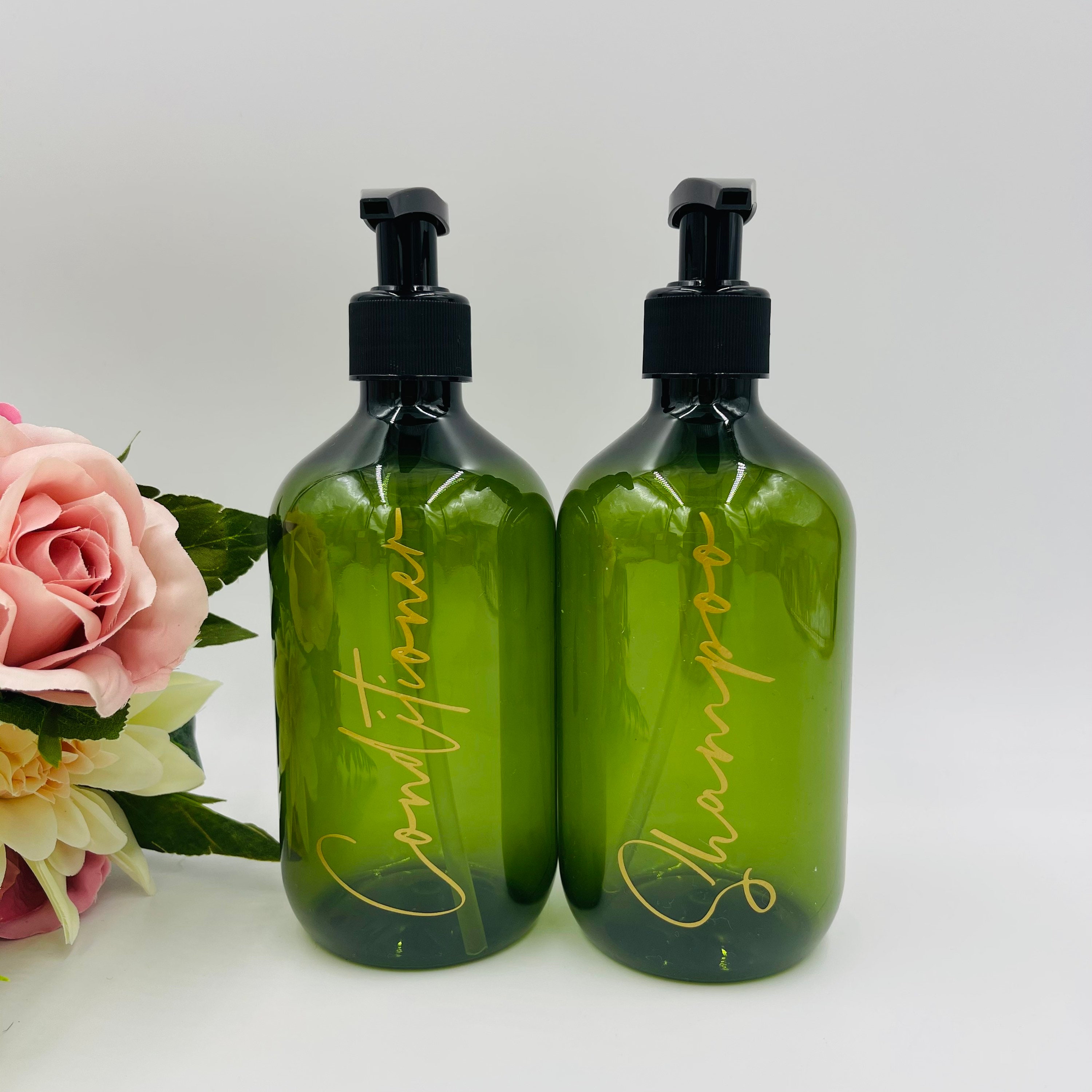 Personalised Luxury Green Pump Dispenser Bottles Bathroom Etsy