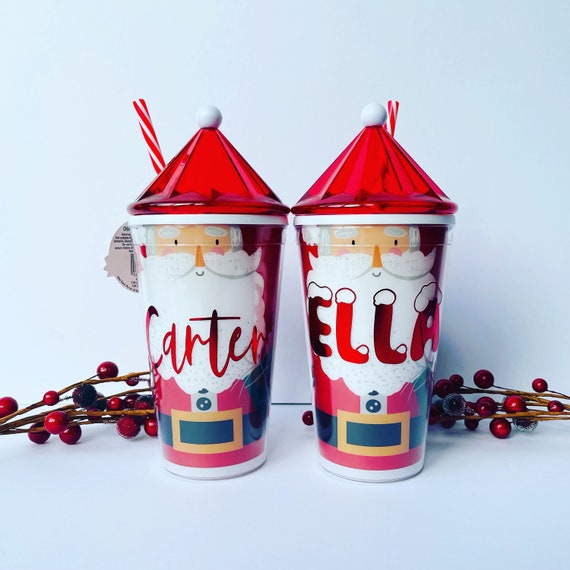 Personalised Christmas Elf Santa Cup With Straw Santa Drinks Bottle Christmas  Straw Bottle Tumbler Kids Christmas Cup Christmas Gift 