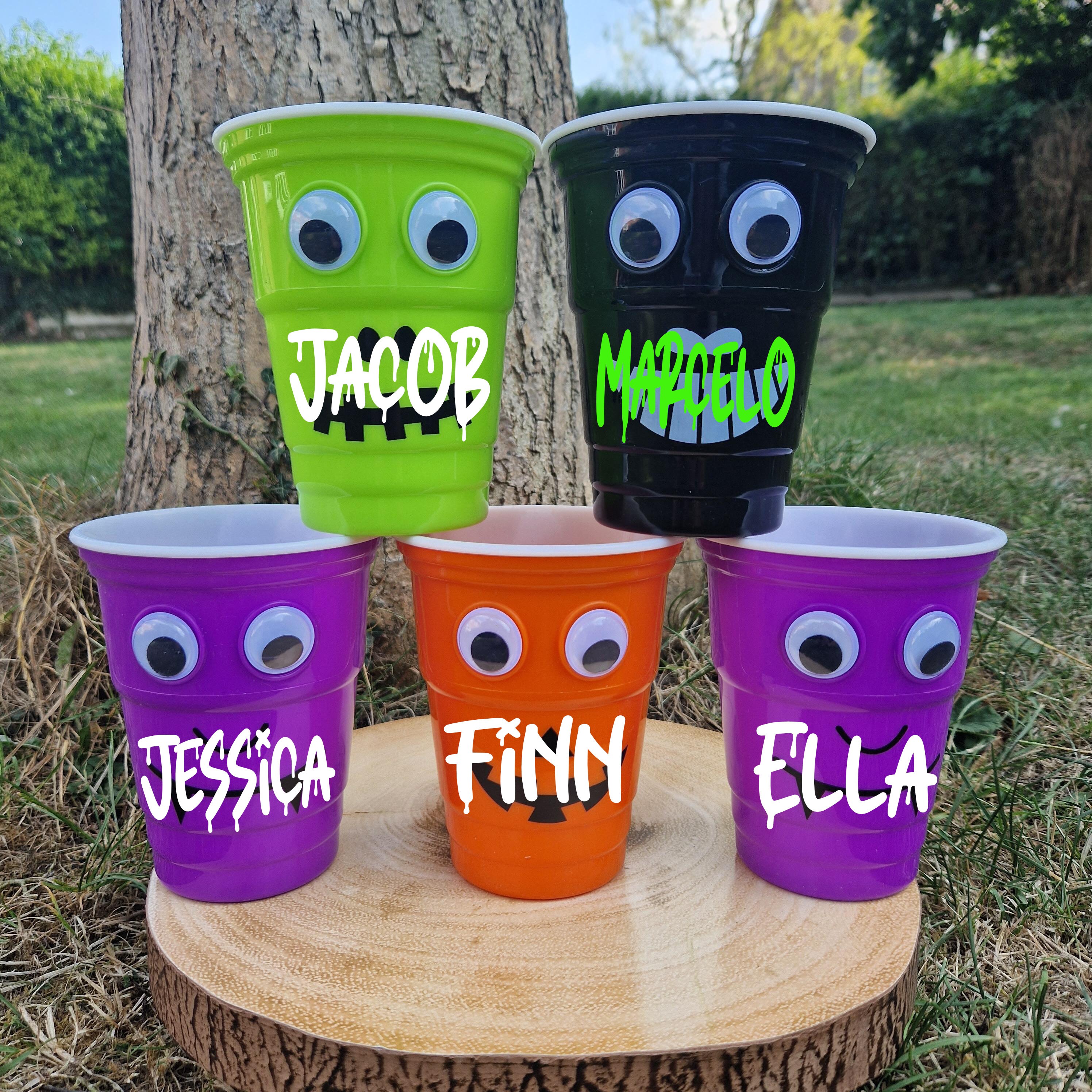 Googly Eye Plastic Tumbler Cup Glass Halloween Party Reusable Black Kids  Green