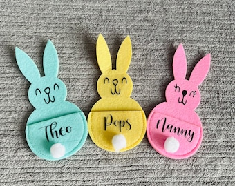 Personalised Easter Bunny Cutlery Holders - Easter Table Decor - Table Name - Easter Place Setting - Place Name -  Bunny Theme - Easter Gift
