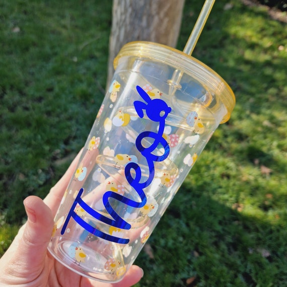 Personalised Easter Chick Cup With Swirly Straw , Easter Tumbler