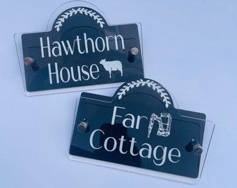 Personalised House Door Sign Plaque - House Name Sign - Acrylic - Door Number - Custom design - Rounded Decorative House Plaque - Perspex