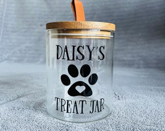 Personalised Pet Treat Jar - Dog Cat Treats - Pet Storage Container -  Pet Food Jar - Glass - Pet Lover - Pet Gift - Loop Jar - Custom Name