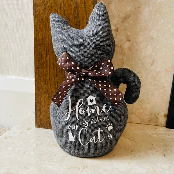 Personalised Cat Door Stop - Pet Doorstop - Cat Owner Gift - Cat Lover - Fabric Doorstop For Home Office - Housewarming Gift