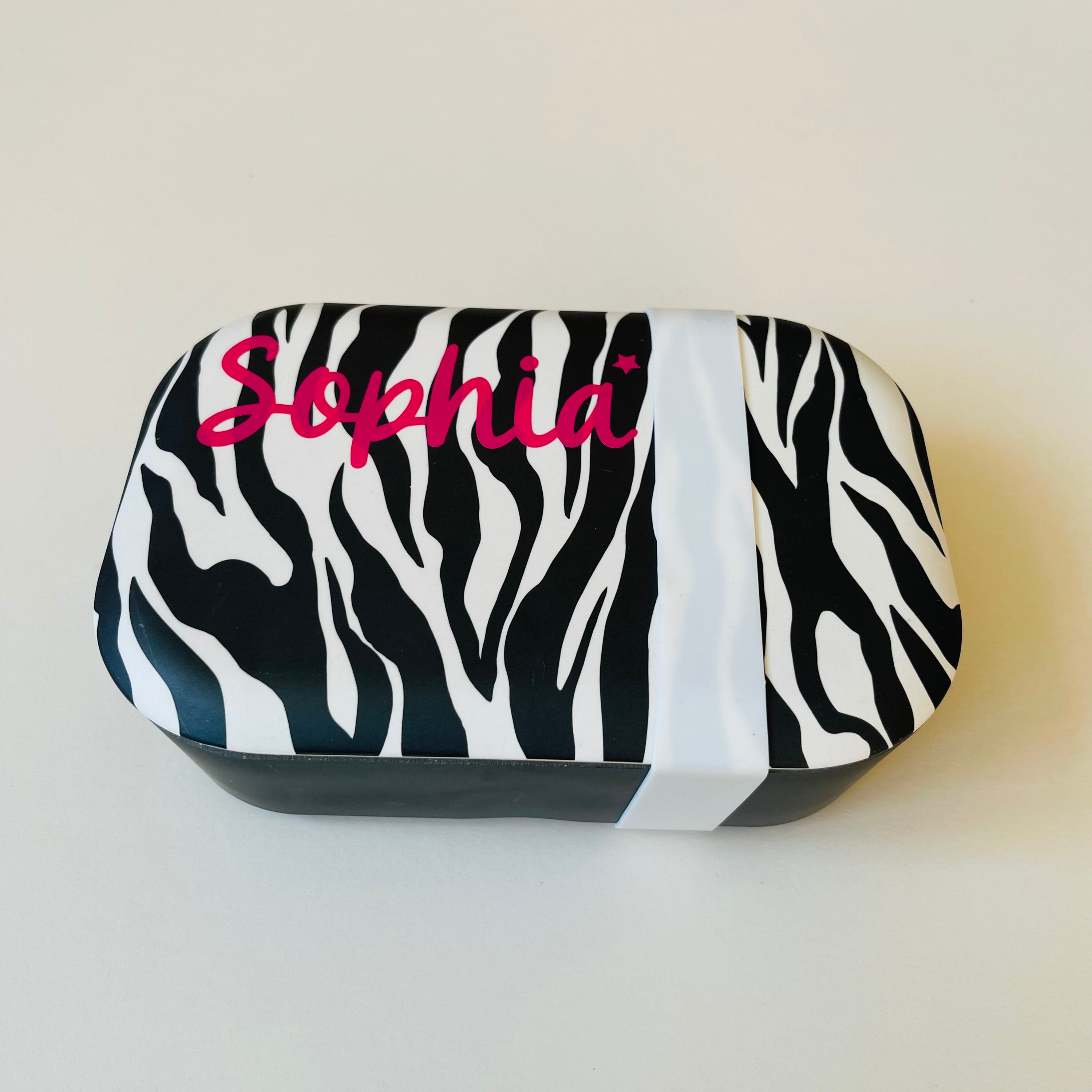 Zebra Print Bamboo Lunch Box Personalised Wooden Lunch Box Etsy UK