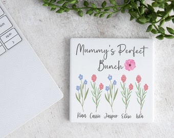 Mummy's Perfect Bunch Coaster, Mothers Day, Gift For Mum, Mummy, Nanna, Grandma, Family Coaster, Kitchen Decor, Mum Gift, Birthday, New Mum