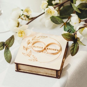 Wedding ring box for ceremony, custom ring box, wooden ring box, wedding ring box, personalized wedding ring box, rustic wedding ring box