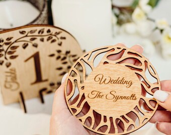 Wedding decor, rustic wedding table numbers, wedding favor coaster,  small wedding table decor, elegant wedding decor, rustic side tables