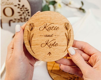 Faveur de mariage unique, faveurs de sous-verres de mariage, faveur de mariage sous-verres en bois, faveurs de mariage pour les invités en vrac, réservez les dates rustique, bohème