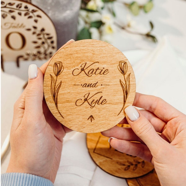 Faveur de mariage unique, faveurs de sous-verres de mariage, faveur de mariage sous-verres en bois, faveurs de mariage pour les invités en vrac, réservez les dates rustique, bohème