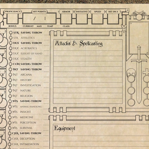 D&amp;D 5e Character Booklet Printable Dungeons and Dragons - Etsy