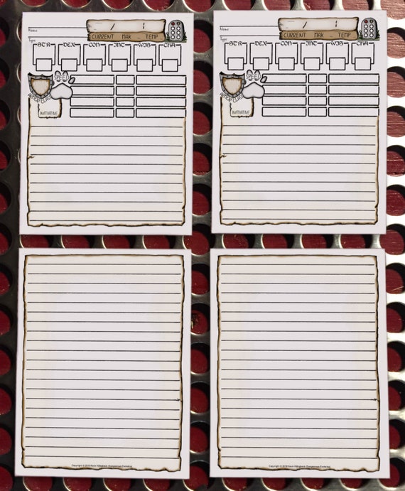 dd companion sheet 14 printable dungeons and dragons etsy