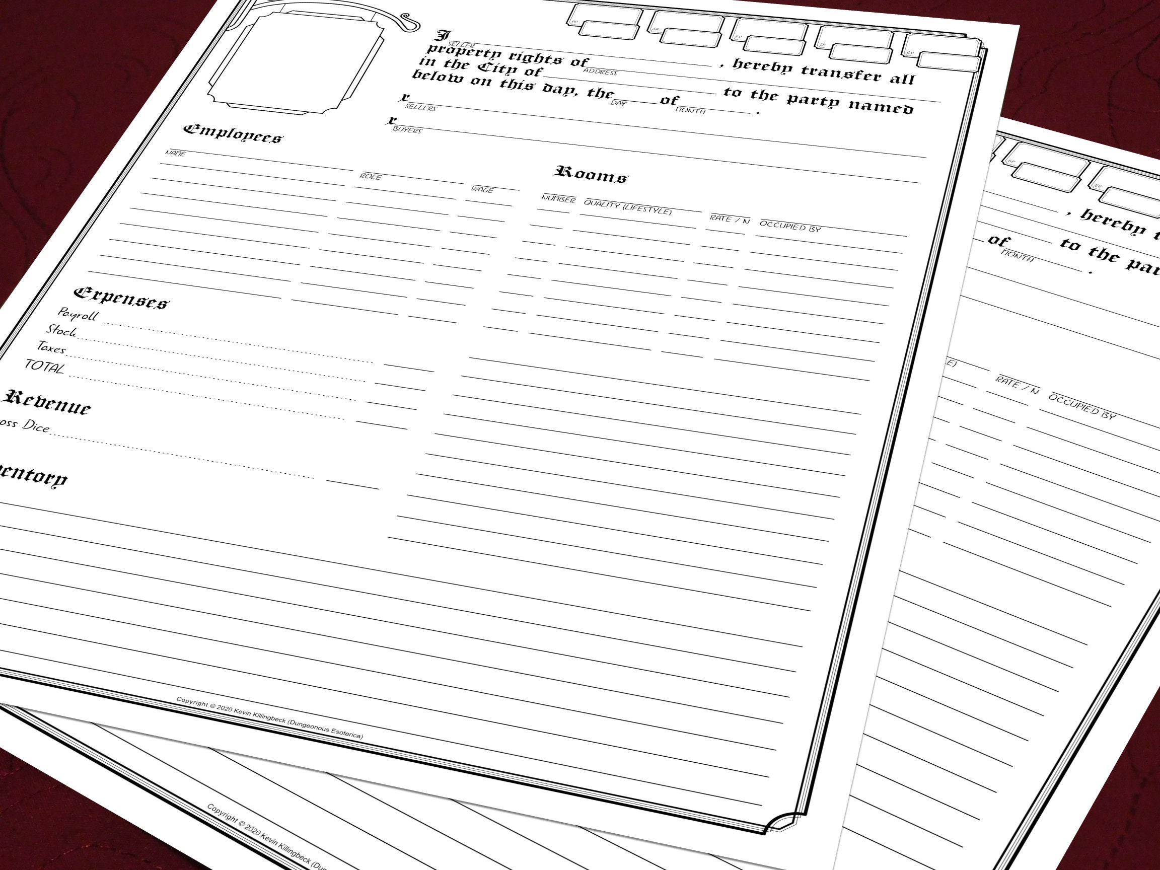 D&amp;D 5e Tavern / Inn Sheets 8.5x11 Printable Dungeons and - Etsy Australia