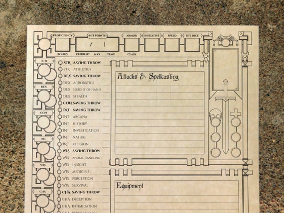 D&amp;D 5e Character Sheets 2021 8.5x11 Full Size Printable - Etsy
