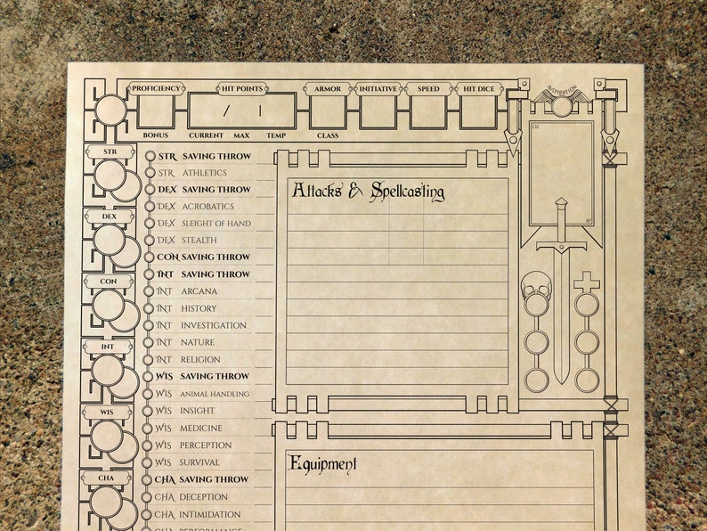 D&D 5e Character Sheets 2021 | 8.5x11 | Full Size | Printable Dungeons and Dragons Accessories | DnD Dungeon Master | ttrpg | Print and Play 