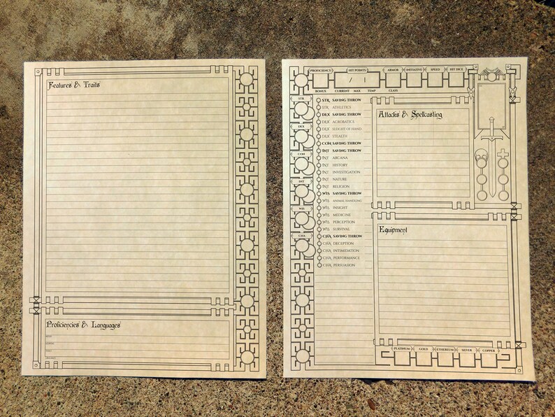 D&amp;D 5e Character Sheets 2021 8.5x11 Full Size Printable - Etsy