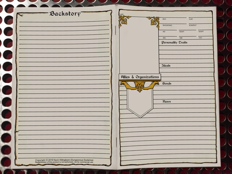 Download D&D 5e Character Booklet Version 2 PACK Printable Dungeons | Etsy