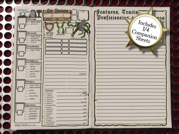 D D 5e Character Booklet Version 2 Pack Printable Dungeons Etsy