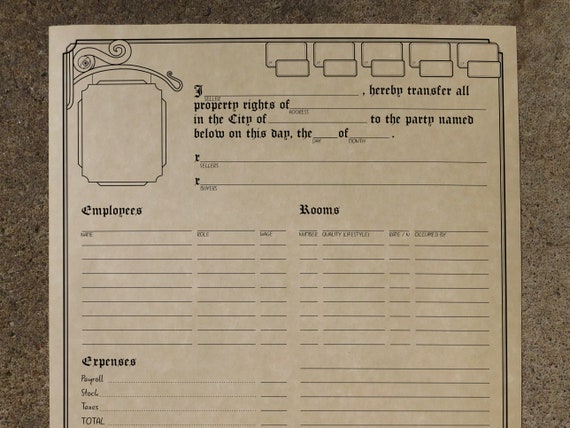 d d 5e tavern inn sheets 8 5x11 printable dungeons and etsy