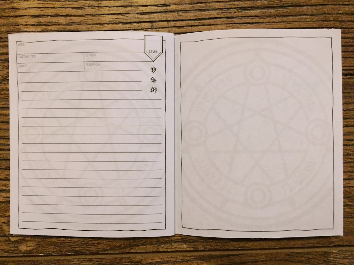 D&amp;D Mini Spell Booklet Printable Dungeons and Dragons - Etsy