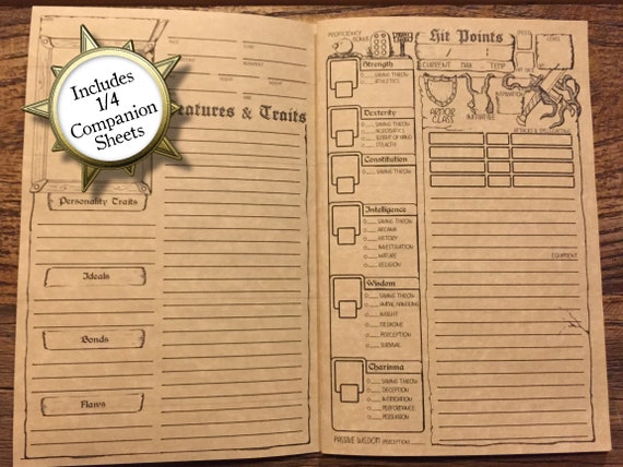 ttrpg Printable Dungeons and Dragons Character Sheet DnD Accessories Print and Play Dungeon Master D/&D 5e Character Booklet