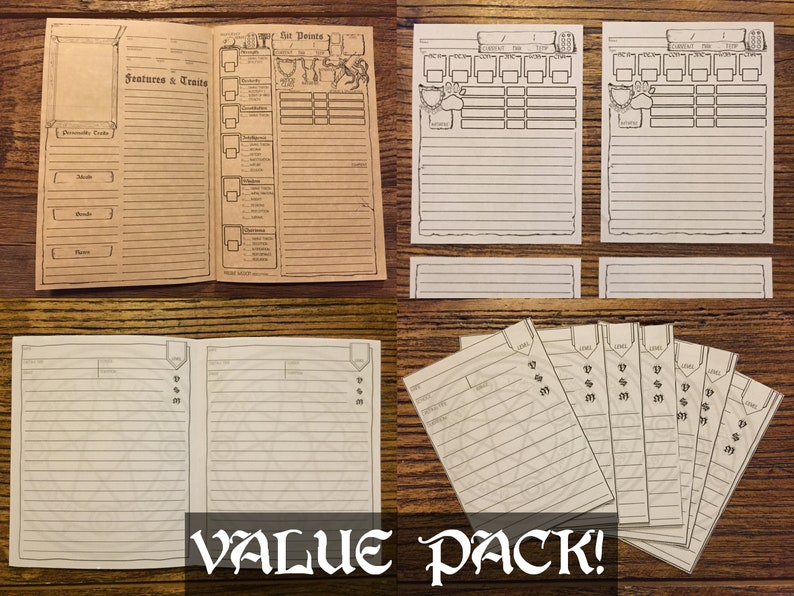 D&D 5e Printable Character Booklet PACK | DnD Spell Cards | Accessories | Printable Dungeons and Dragons Character Sheet | Dungeon Master 