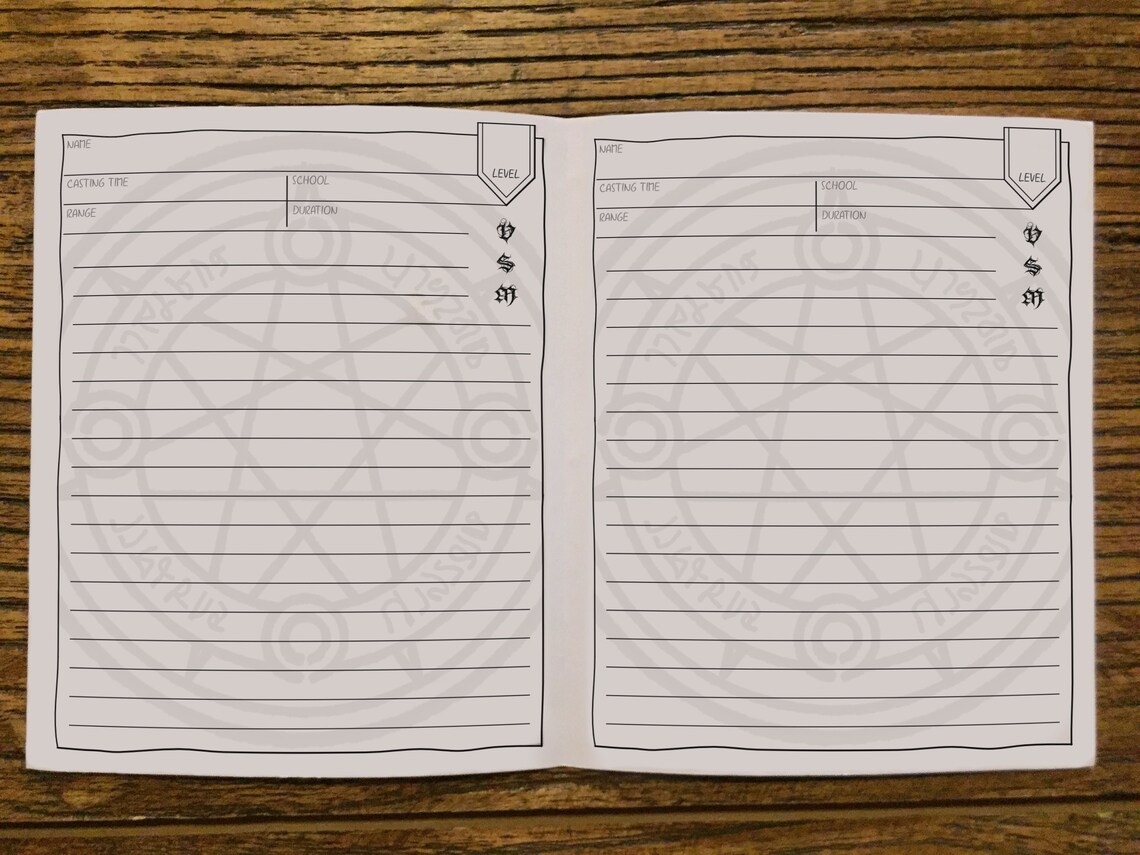 D&amp;D Mini Spell Booklet Printable Dungeons and Dragons - Etsy