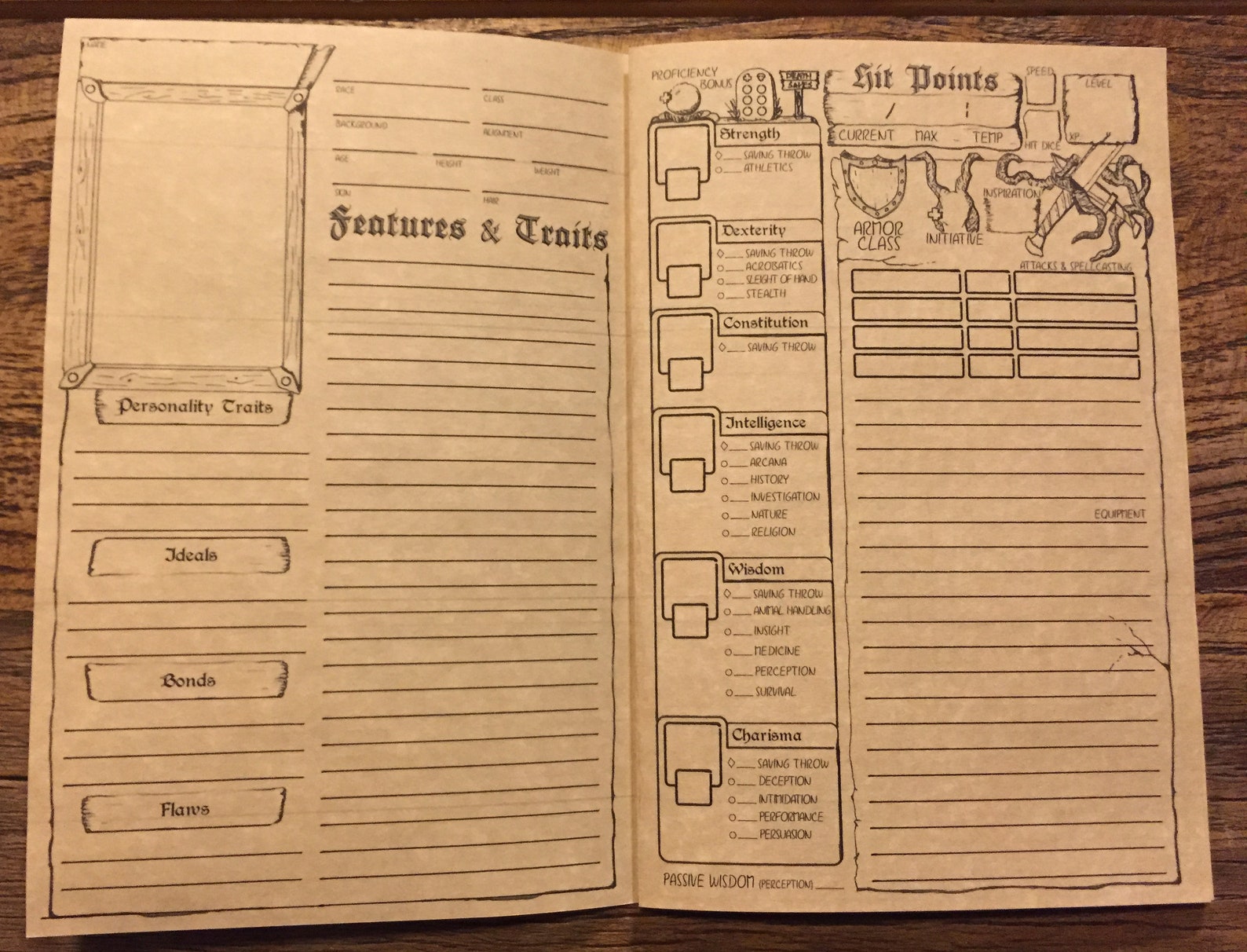 D&amp;D 5e Character Booklet Printable Dungeons and Dragons - Etsy