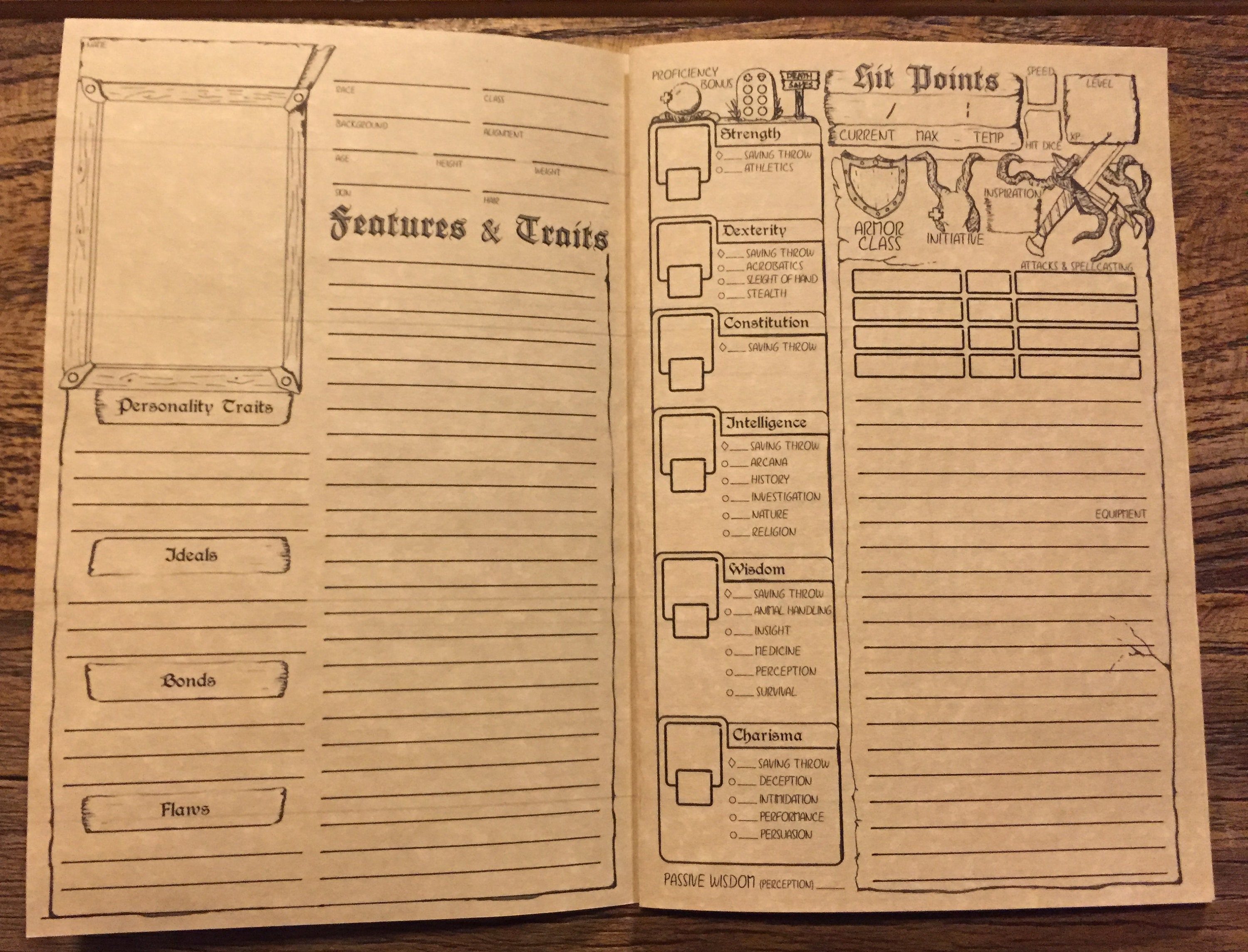 d d 5e character booklet printable dungeons and dragons etsy