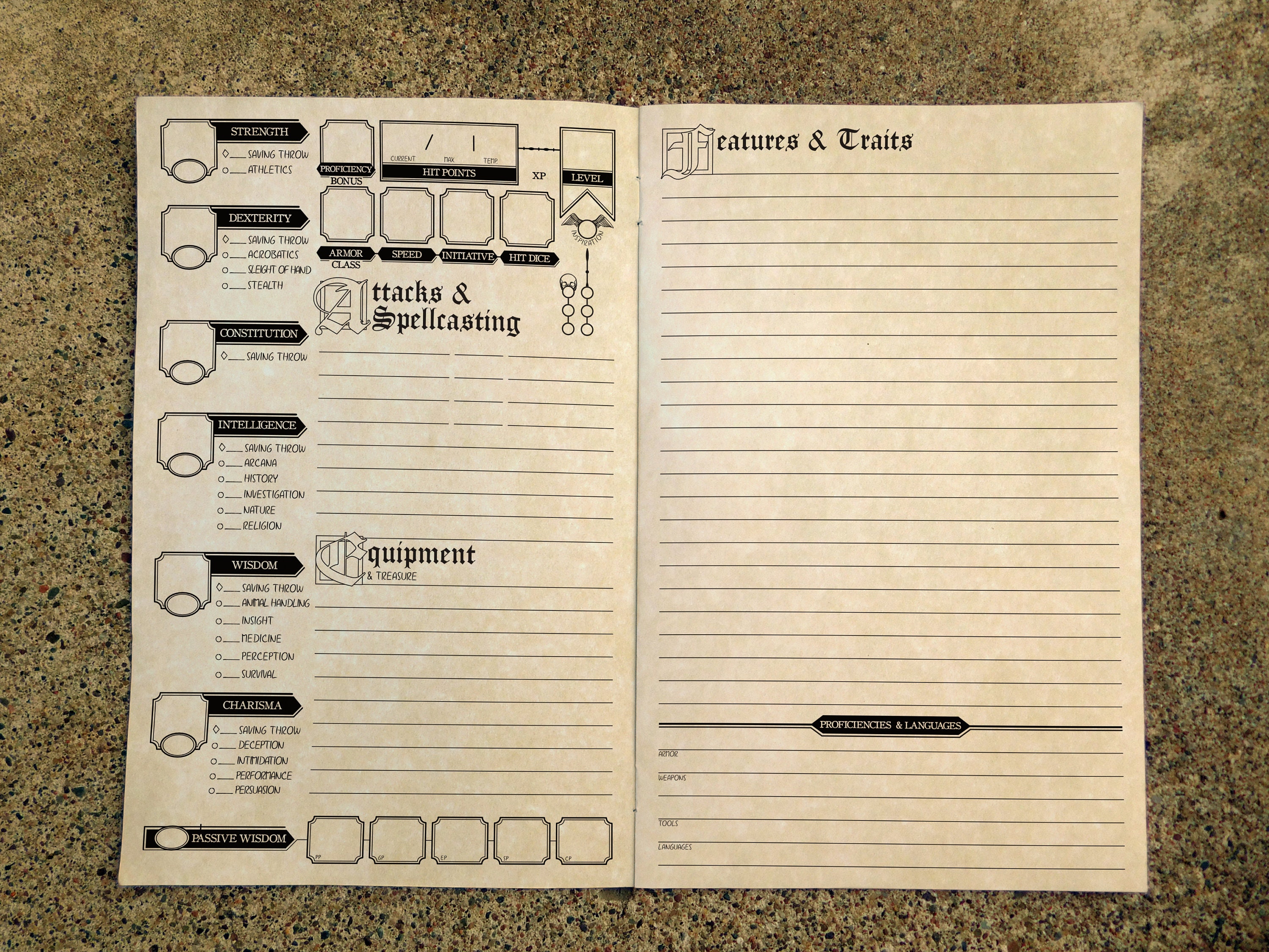 D D 5e Character Booklet Melee Spell Caster Printable Etsy