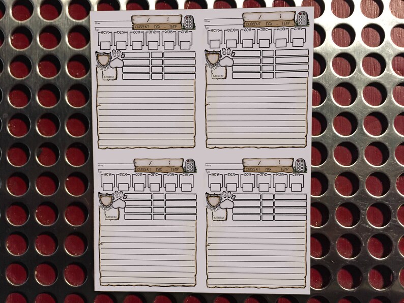 D&D Companion Sheet 1/4 Printable Dungeons and Dragons Etsy