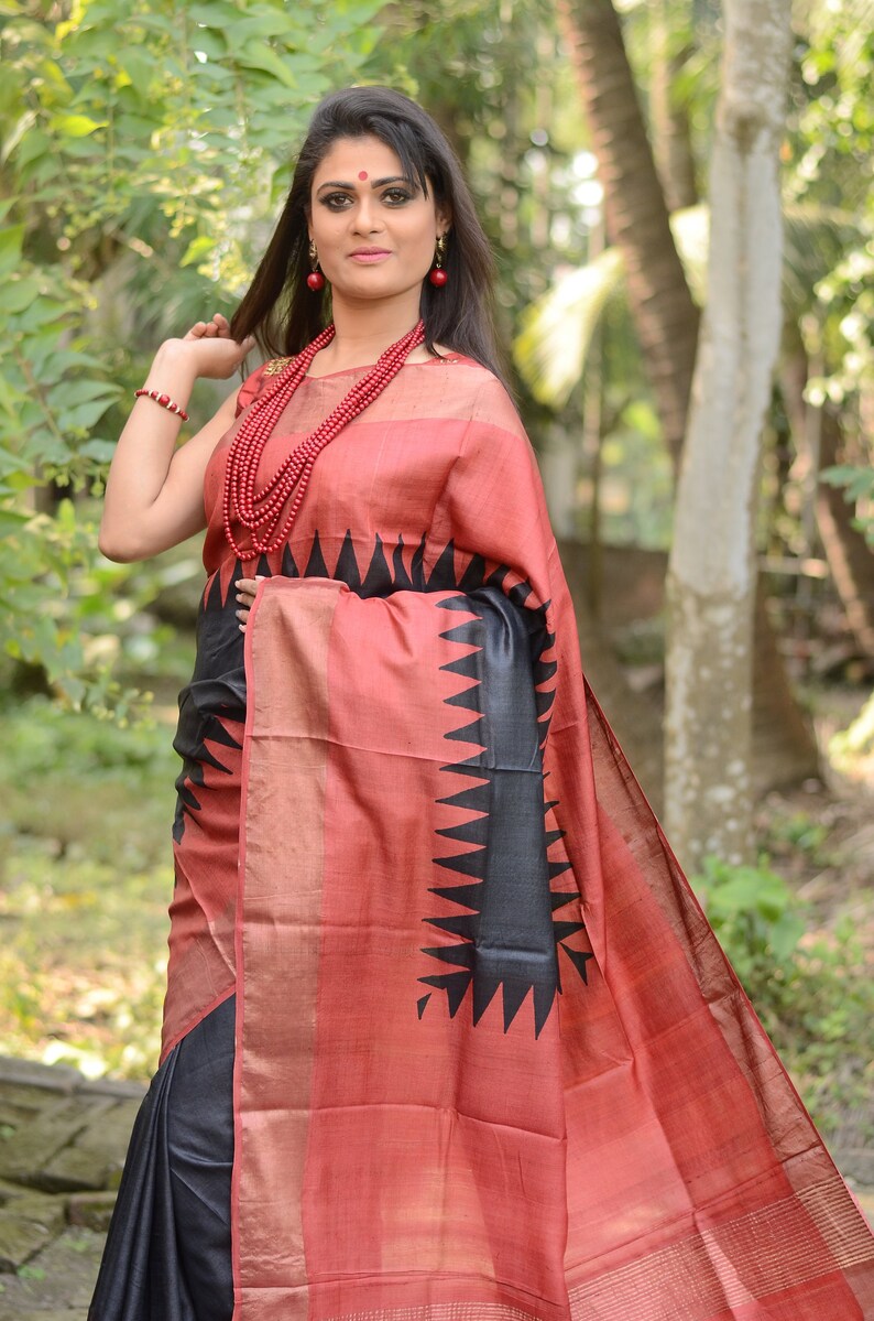 tussar silk saree with zari border