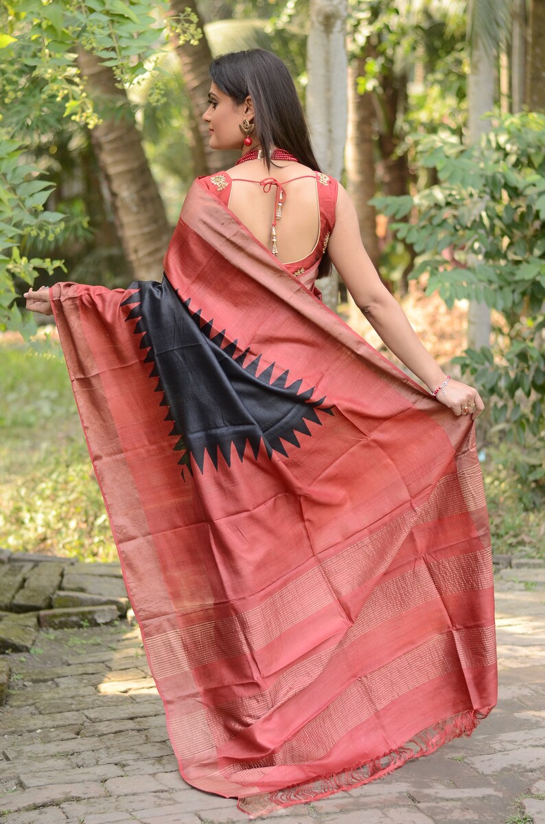 tussar silk saree with zari border