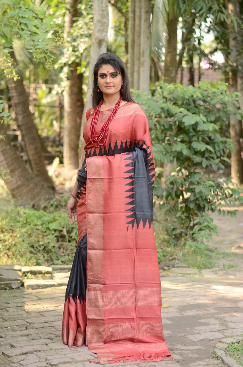 tussar silk saree with zari border