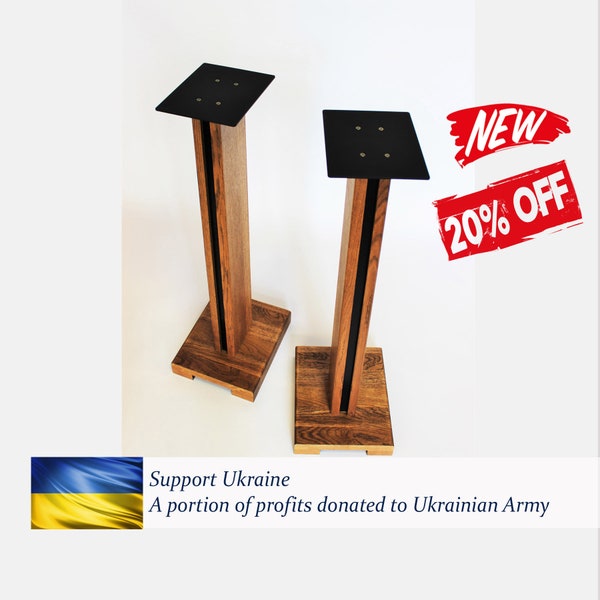 Ukraine / A Pair of Wooden Speaker Stands ADLUX BASE SS-1 Rustic Wood (+ black insert)
