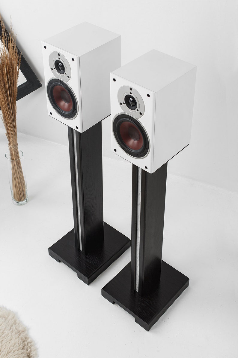 Pair Of Wooden Speaker Stands Adlux Base Ss 1 Black White Insert