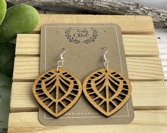 Lightweight Wood Mandala Earrings: Boho Dangle Earrings