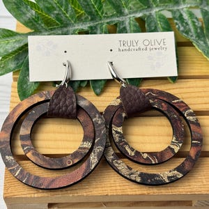 Nature-Inspired Wooden Earrings for Outdoor Lovers | Wood Boho Dangle Earrings For Women | Nickel Free | 5th Anniversary Gift For Wife