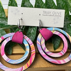 Festival Style Boho Earrings with Wood Accents | Boho Dangle Earrings For Women | Nickel Free | 5th Anniversary Gift For Wife | Mothers Day