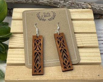 Mandala Ohrringe aus Holz: Leicht Holz Laser Cut