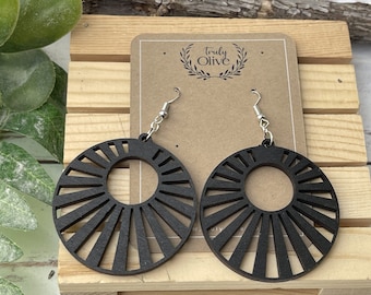 Lightweight Wood Mandala Earrings: Handmade Boho Chic Jewelry