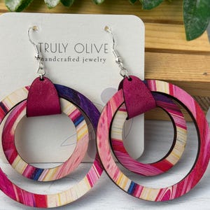 Handmade Wood Boho Earrings For Women | Wood 5th Anniversary Gift For Wife | Rustic Bohemian Wood Earrings For Sensitive Ears